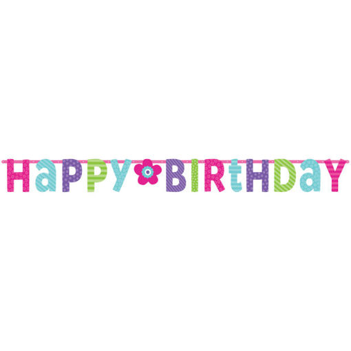 Picture of HAPPY BIRTHDAY GIANT LETTER BANNER PINK & TEAL